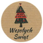Naklejki kraft Wesołych Świąt choinka