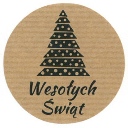 1448 Naklejki kraft Wesołych Świąt choinka - obrazek 1