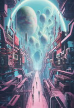 Plakat sci-fi komiksowy