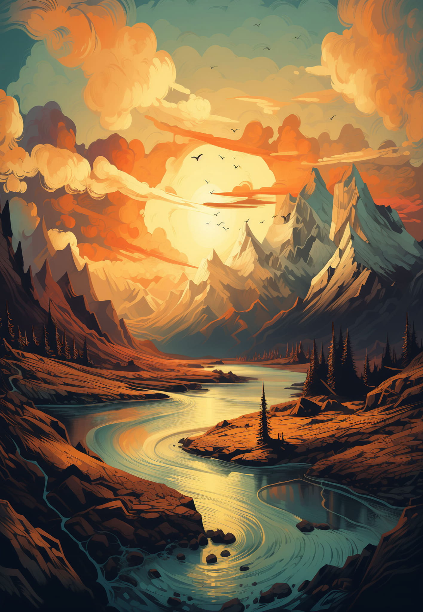 2098 Plakat Krajobraz góry - obrazek 1