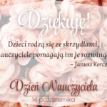 Naklejki Dzień Nauczyciela na świece piwonie Dziękuję