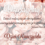 Naklejki Dzień Nauczyciela na świece piwonie Dziękujemy