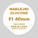 Naklejki Personalizowane ZŁOCONE - Twój Wzór - Logo - Okrągła - 40mm