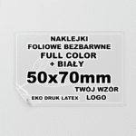 Naklejki Foliowe Bezbarwne - Druk Biały - Twój Wzór - Prostokątna 50x70mm