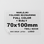 Naklejki Foliowe Bezbarwne - Druk Biały - Twój Wzór - Prostokątna 70x100mm