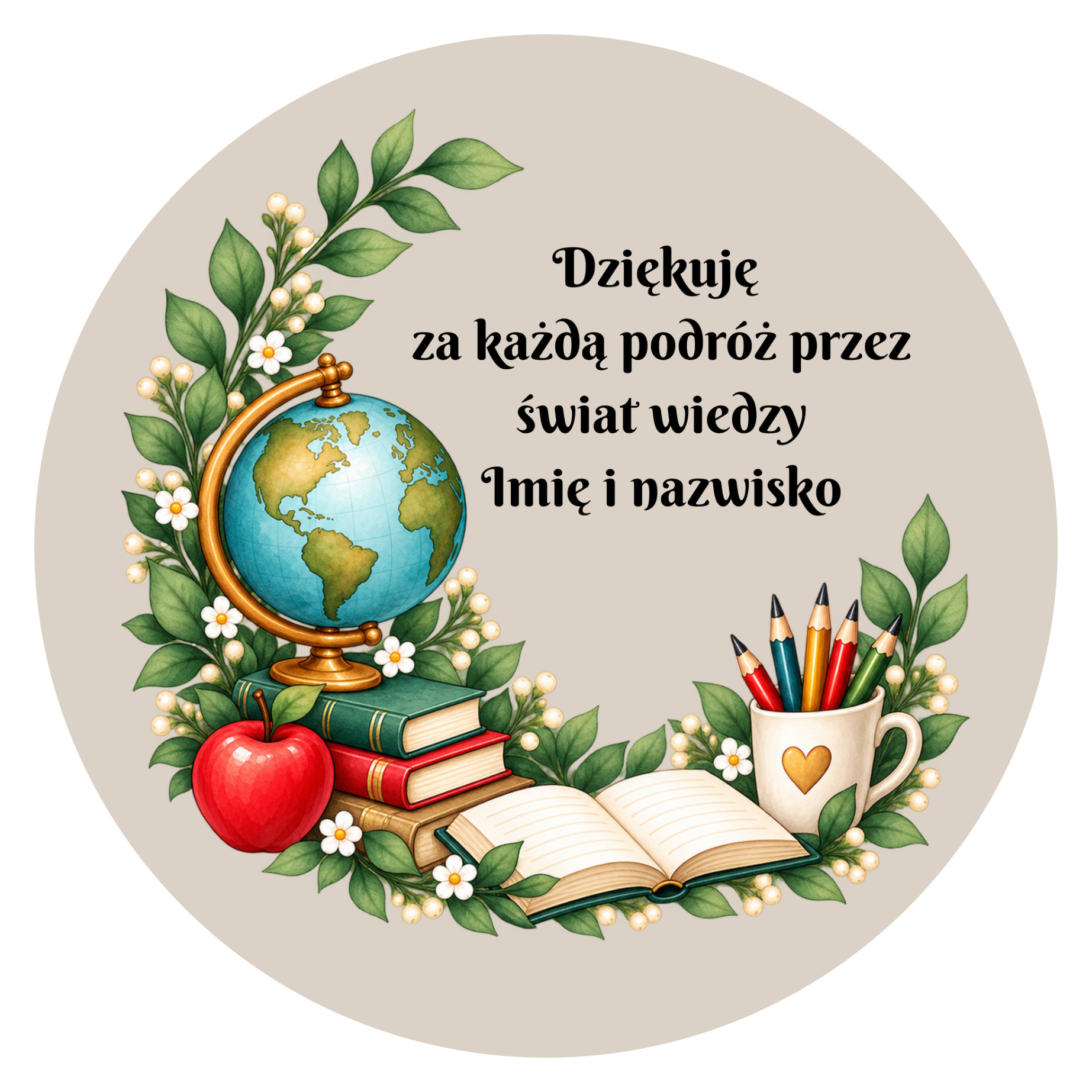min-dnp00028 Naklejki Dzień Nauczyciela – personalizowane: świat wiedzy - obrazek 1
